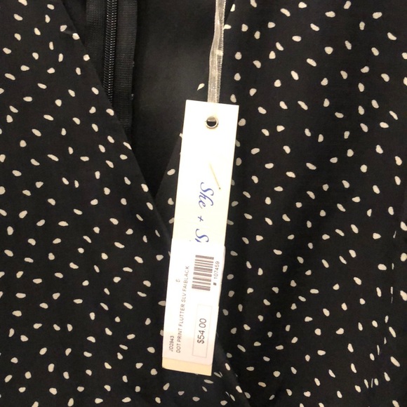 She + Sky Black Polka Dot Wrap Dress - Picture 3 of 3